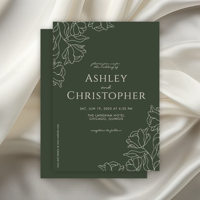 Invitación Boda verde floral oscuro oscuro de los musulmanes  (Subido por el creador)