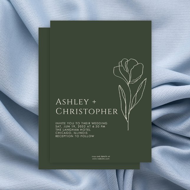 Invitación Boda verde floral oscuro oscuro de los musulmanes  (Subido por el creador)