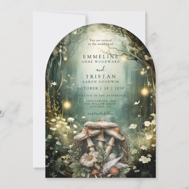 Invitación Boda verde forestal encantado (Anverso)