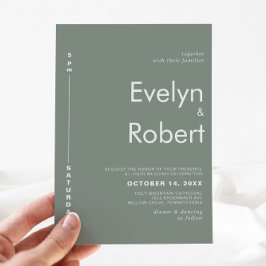 Invitación Boda verde formal elegante minimalista