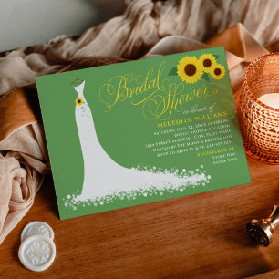 Invitación Boda verde girasol con ducha de novia