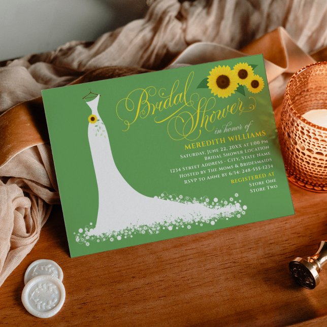 Invitación Boda verde girasol con ducha de novia (Subido por el creador)