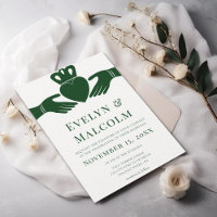 Boda verde gráfico simple del anillo del claddagh