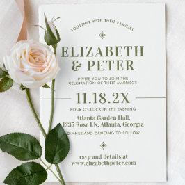 Invitación Boda Verde Groovy de Retro 70