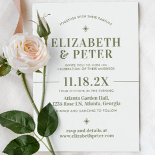 Invitación Boda Verde Groovy de Retro 70