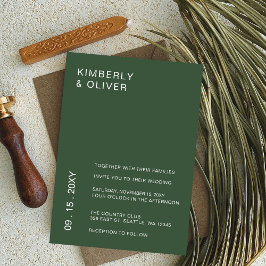Invitación Boda verde minimalista moderno y elegante