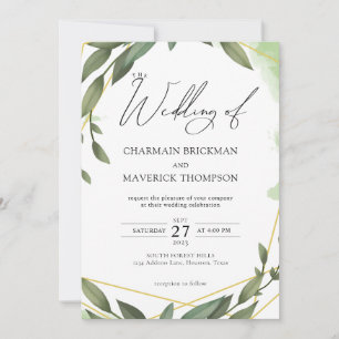 Invitación Boda verde moderno