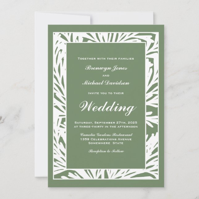 Invitación Boda verde moderno (Anverso)