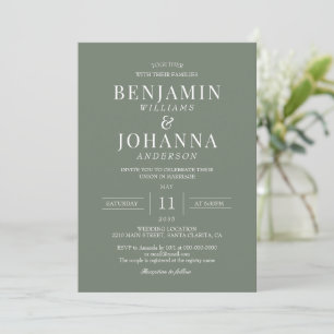Invitación Boda Verde Moss Elegante Clásico