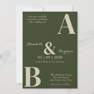 Invitación Boda Verde Moss Elegante Moderno