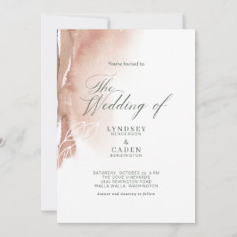 Invitación Boda verde Naranja de resumen moderno quemado en e