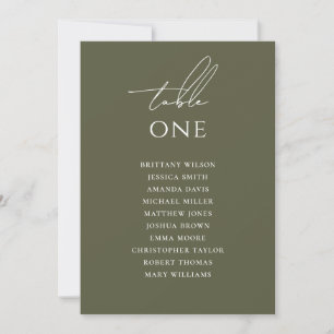 Invitación Boda Verde Oliva Silenciada Gráfico de Asientos
