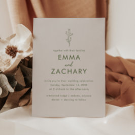 Invitación Boda verde oliva y gris moderno