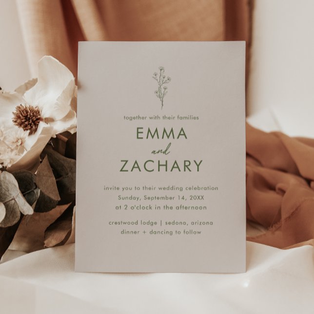 Invitación Boda verde oliva y gris moderno (Subido por el creador)