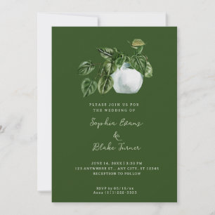 Invitación Boda verde oscuro de la planta de poto del país mo