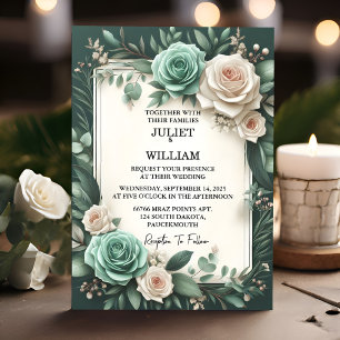 Invitación Boda Verde Oscuro de la Planta Natural Forestal