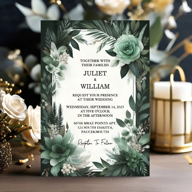 Invitación Boda verde oscuro de la plantación Forest Nature G (Subido por el creador)