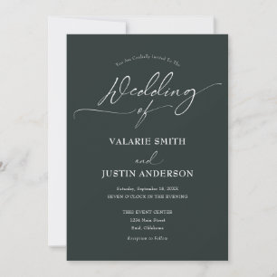 Invitación Boda Verde Oscuro de Oliva Rústica
