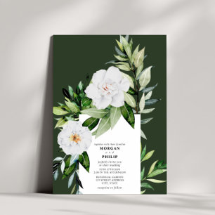 Invitación Boda Verde Oscuro de Swirl Floral Botánica