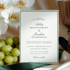 Invitación Boda Verde Oscuro Dinero Antiguo