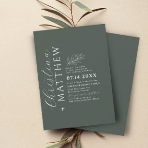 Invitación Boda verde oscuro Minimalista moderno