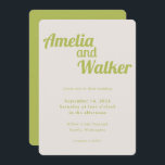 Invitación Boda Verde Retro Delight Chartreuse<br><div class="desc">Presentamos nuestro diseño de invitación a la boda "Retro Delight", donde la sencillez se une al encanto vintage. Este diseño es una armoniosa mezcla de minimalismo moderno y elementos nostálgicos, creando una experiencia visual única para su día especial. El diseño tiene un verde de caracol que aporta un vibrante, enérgico...</div>