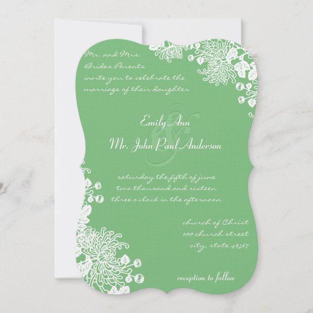 Invitación Boda Verde Rústica de hierba floral romántica invi (Anverso)