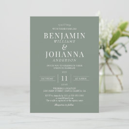 Invitación Boda verde sabio clásico elegante