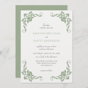 Invitación Boda verde sabio de Victoria
