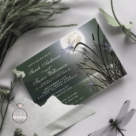 Invitación Boda verde sabio Llanura de la lomo llena