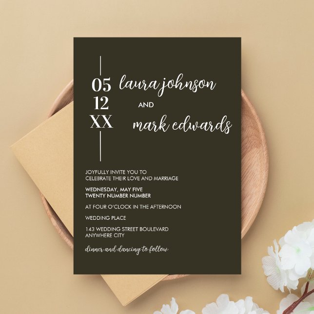 Invitación Boda verde sabio minimalista (Sage Green Minimalist Wedding Invitation)