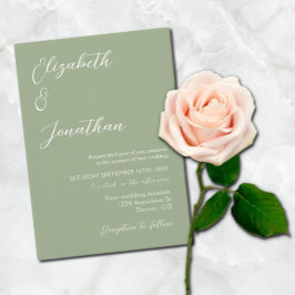 Invitación Boda verde sabio minimalista