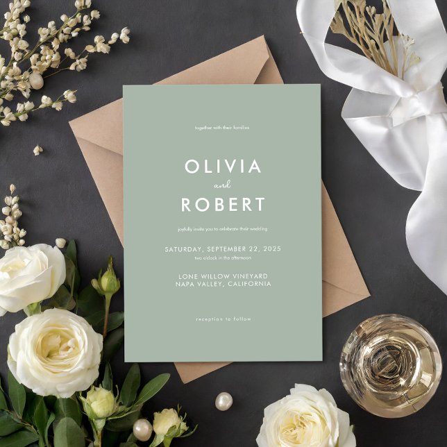 Invitación Boda verde sabio Minimalista moderno (Subido por el creador)