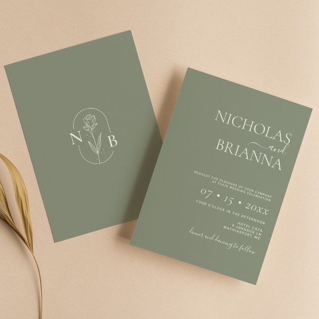 Invitación Boda verde sabio Minimalista moderno (Subido por el creador)