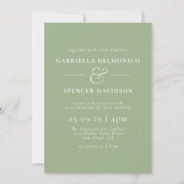 Invitación Boda verde sabio Minimalista moderno
