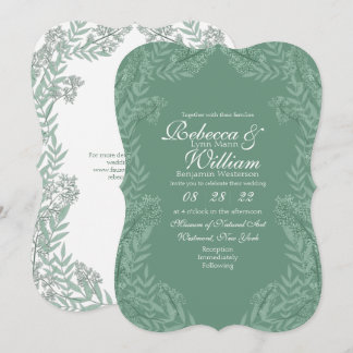 Invitación Boda verde sabio Vintage Botánico