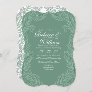 Invitación Boda verde sabio Vintage Botánico