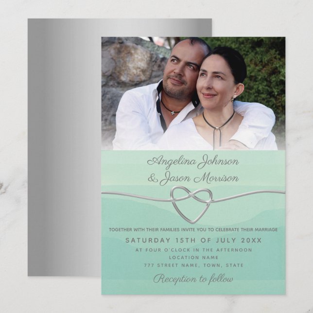 Invitación Boda Verde Sage Fotografía (Anverso / Reverso)