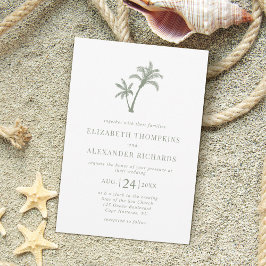 Invitación Boda Verde Sage Palm Tree de Playa Tropical