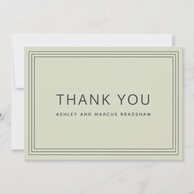 Invitación Boda Verde Sage Simple Frame Sage Gracias (Anverso)