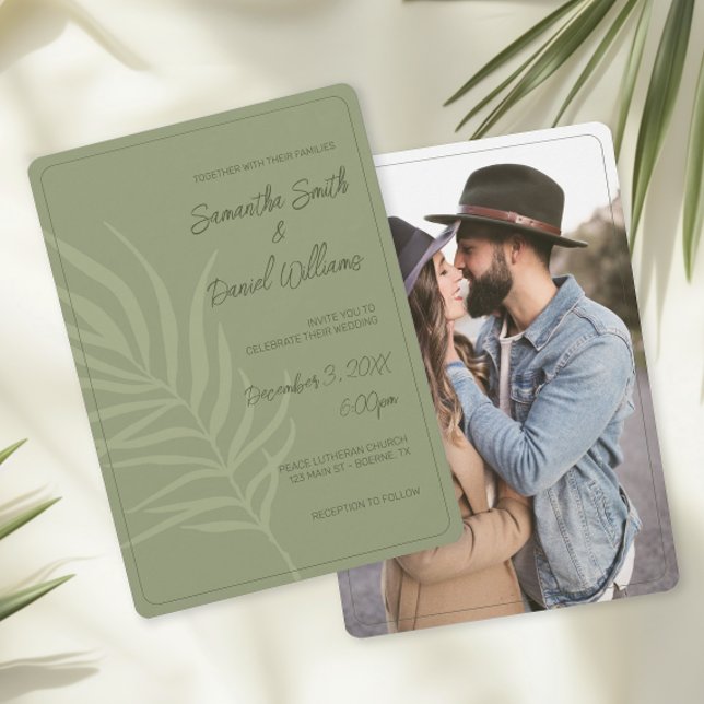 Invitación Boda Verde Salvia (Boho Sage Green Wedding Invitations)