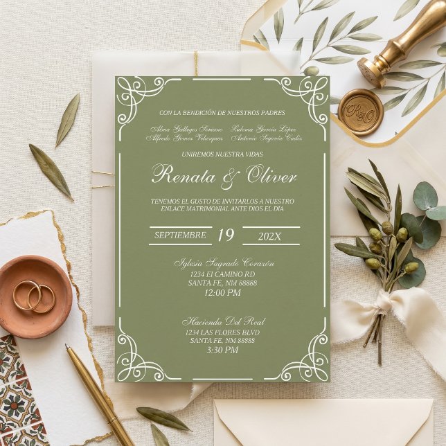 Invitación Boda verde salvia español  (Subido por el creador)