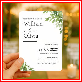 Invitación Boda Verde Salvia Eucalipto Vegetación