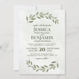 Invitación Boda Verde Sálvia Simple Elegante Vegetación Rústi