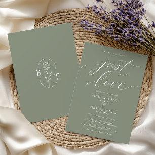Invitación Boda verde salvia sin pretensiones, solo amor