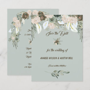 Invitación Boda Verde Salvia y Crema de Vainilla