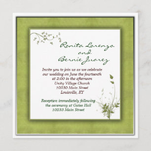 Invitación Boda verde simple floral