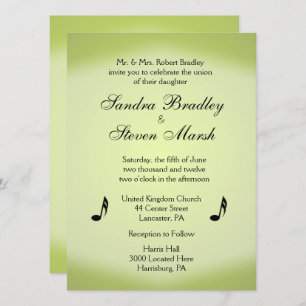 Invitación Boda verde tema musical
