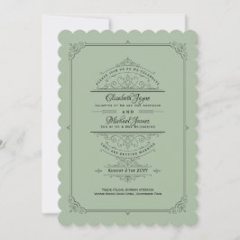 Invitación Boda Verde Vintage Regency Sage