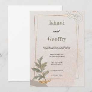INVITACIÓN BODA VERDE Y BEIGA SENCILLA Y ELEGANTE